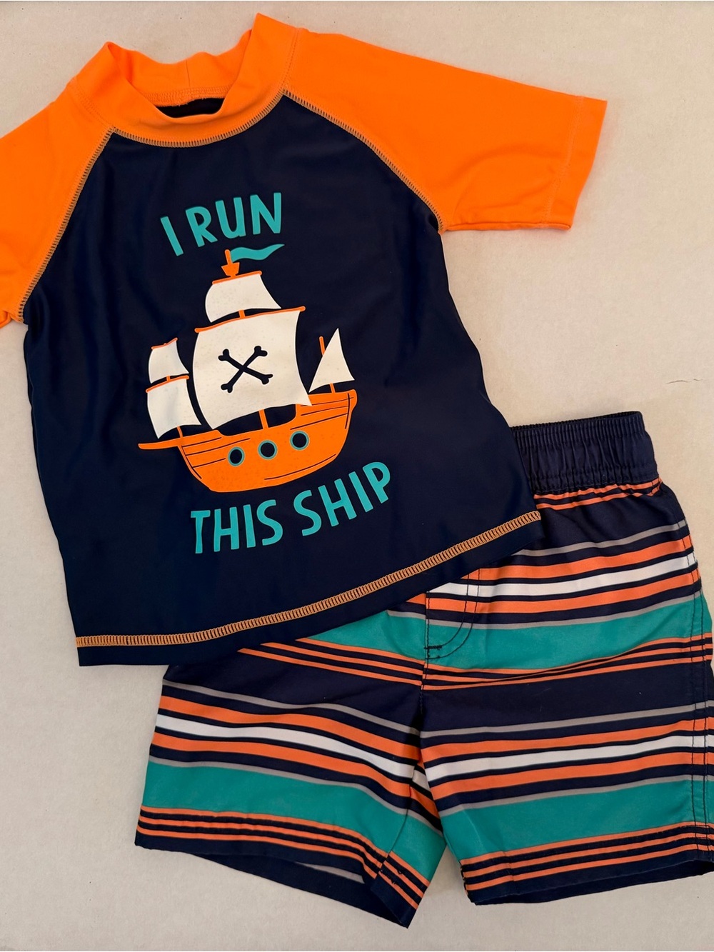 Simple Joys Toddler Swim Trunks - Navy & White
